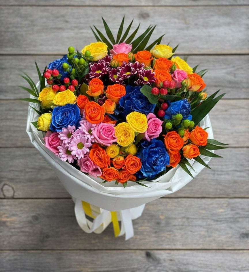 Букет цветов из: Розы и Хризантемы в Широчанке