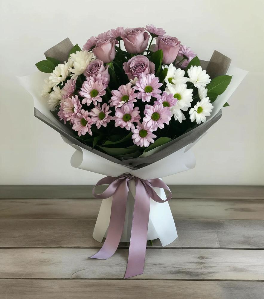 Букет цветов из: Хризантемы и Розы в Широчанке