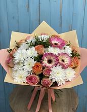 Букет цветов из:  Розы, Герберы и Хризантемы в Широчанке