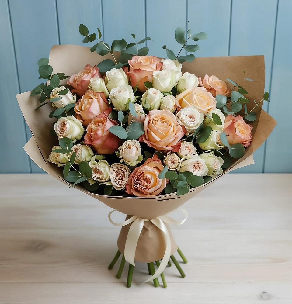 Букет цветов из: Альстромерии и Розы в Широчанке