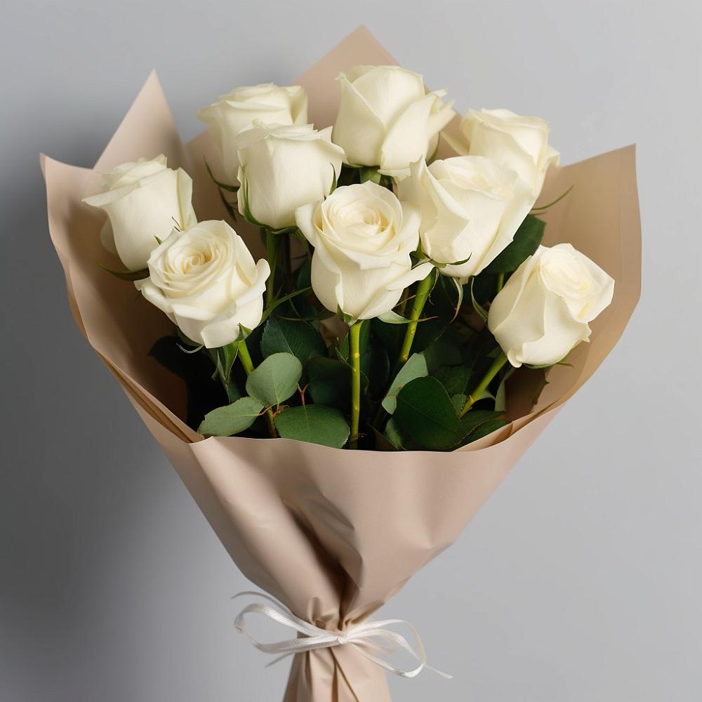 Букет 9 Белых роз Эдлесс Лав в Широчанке
