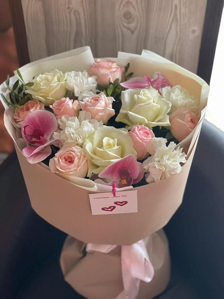 Букет цветов из: Орхидеи, Розы и Гвоздики в Широчанке