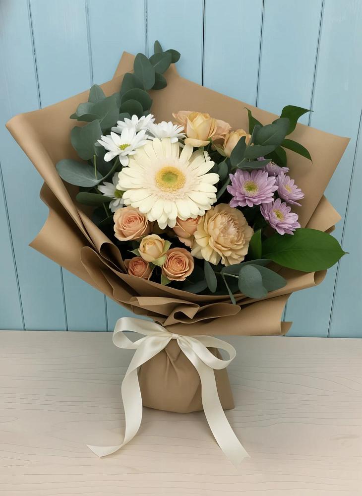 Букет цветов из: Герберы и Хризантемы в Широчанке