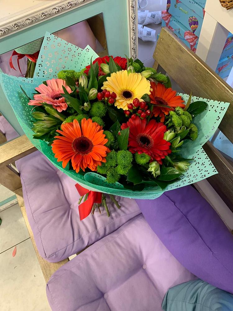 Букет цветов из: Герберы, Хризантемы и Альстромерии в Широчанке