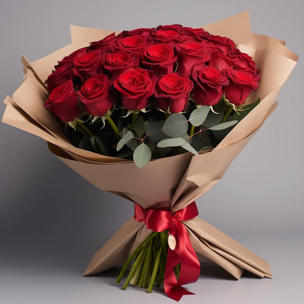 Букет 25 Красных роз Лотус в Широчанке