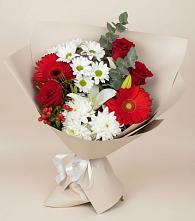 Букет цветов из:  Розы, Хризантемы, Герберы и Лилии в Широчанке