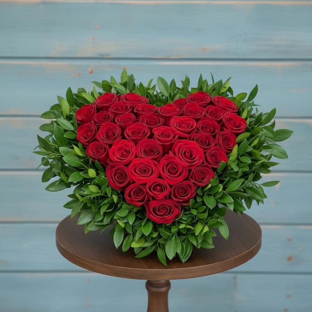 Цветочная композиция из Розы в виде сердца в Широчанке