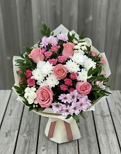 Букет цветов из:  Альстромерии, Гвоздики, Розы и Хризантемы в Широчанке