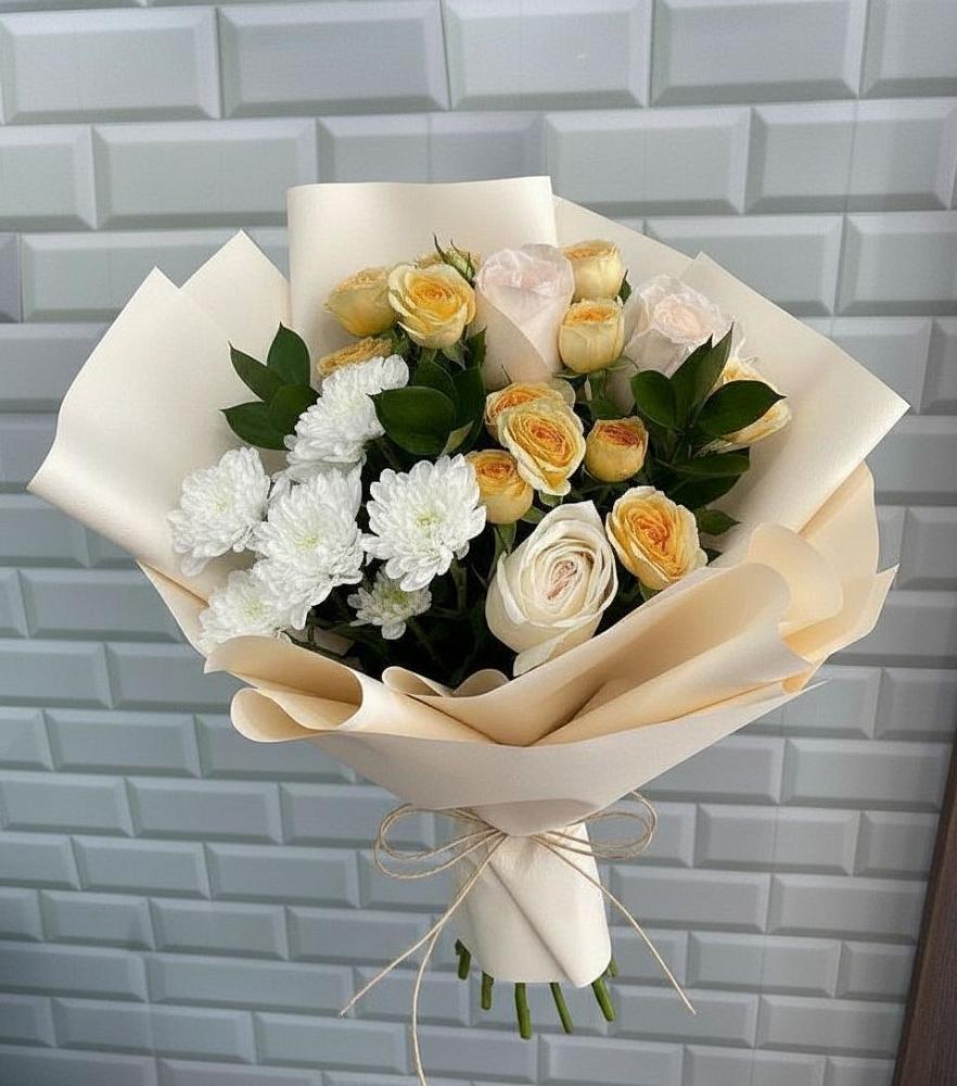 Букет цветов из: Розы и Хризантемы в Широчанке