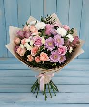 Букет цветов из:  Хризантемы, Розы и Альстромерии в Широчанке