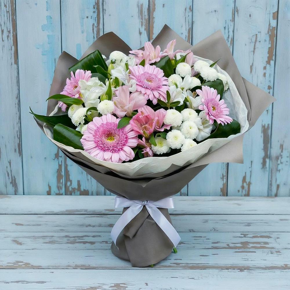 Букет цветов из: Герберы, Альстромерии и Хризантемы в Широчанке