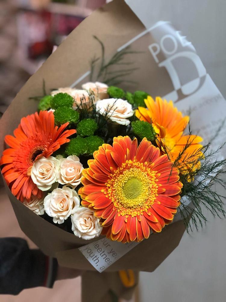 Букет цветов из: Герберы, Хризантемы и Розы в Широчанке