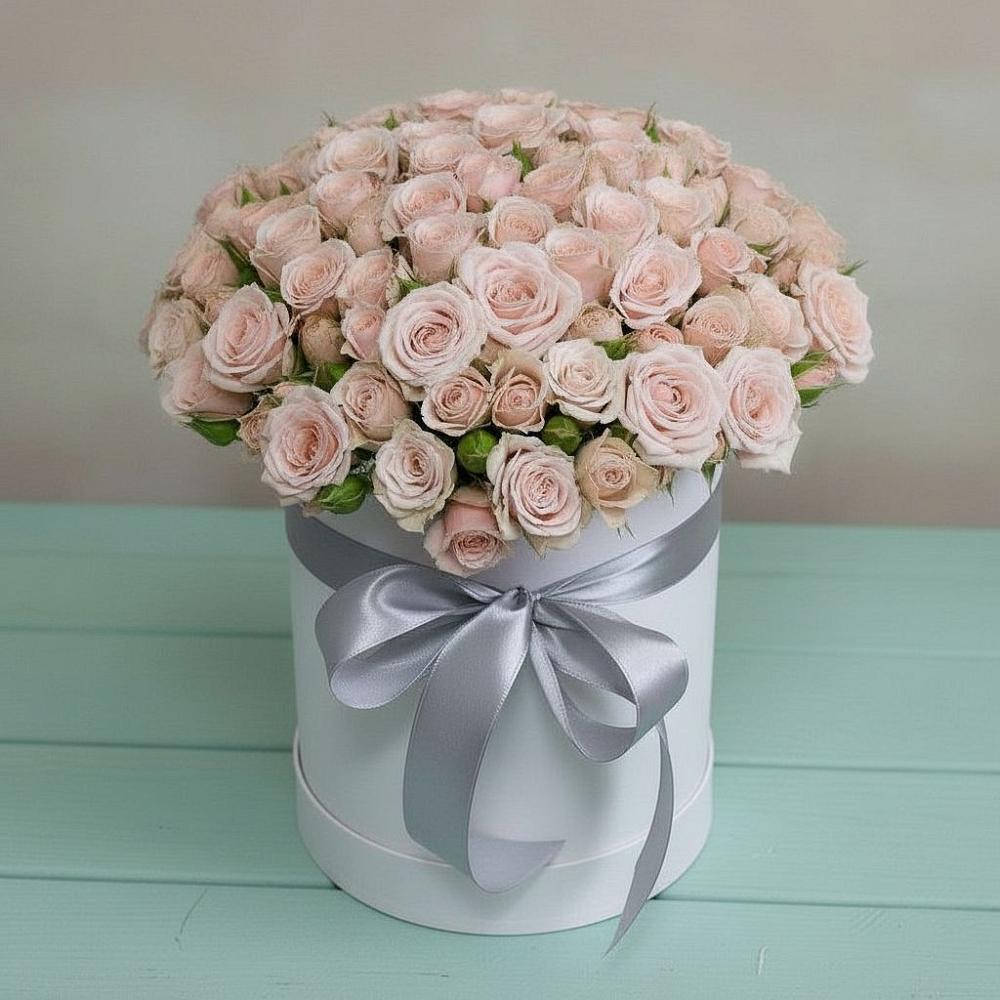 Цветочная композиция из Розы в шляпной коробке в Широчанке